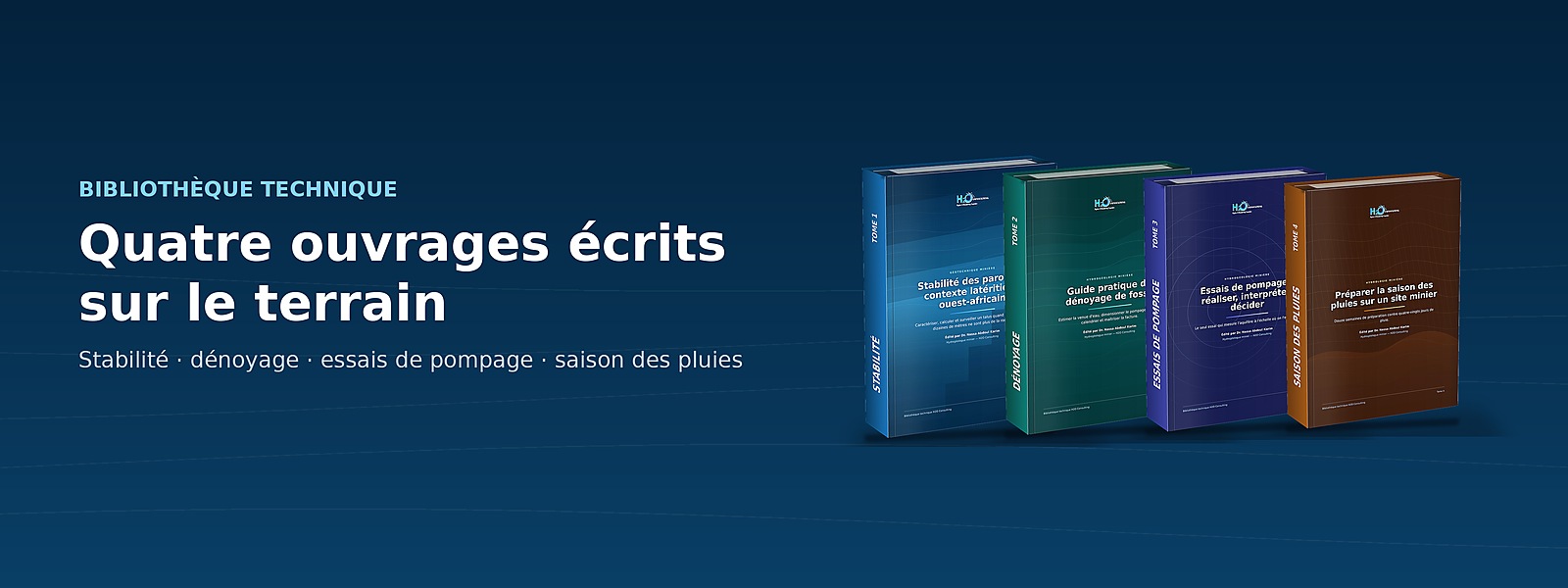 Les quatre ouvrages de la bibliothèque technique H2O Consulting